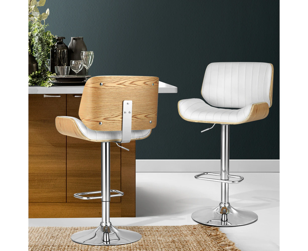 Bar Stools Kitchen Stool PU Leather Chairs White