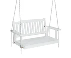 Gardeon Porch Swing Chair With Chain Outdoor Furniture Wooden Bench 2 Seat White