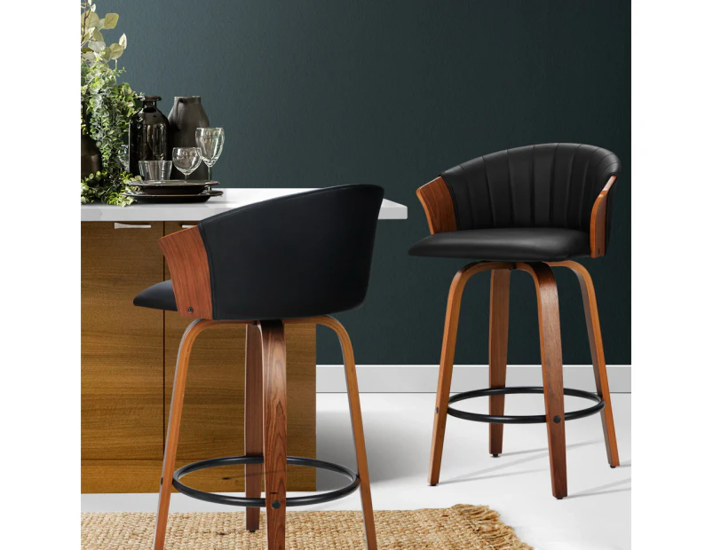 Artiss 2x Bar Stools Kitchen Swivel Chairs Stool Wooden Barstool