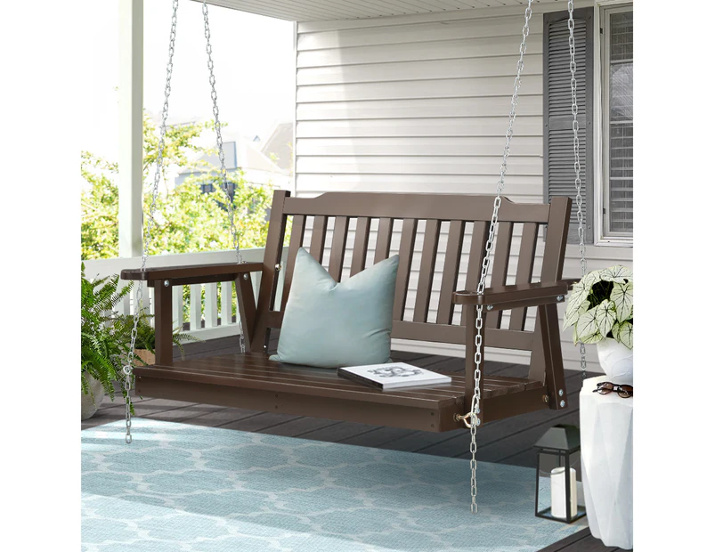 Gardeon Outdoor Porch Swing Chair with Chains Wooden Brown
