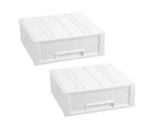 2x Boxsweden 28.5x26cm Stacking Drawer Organiser Home Storage Container WHT