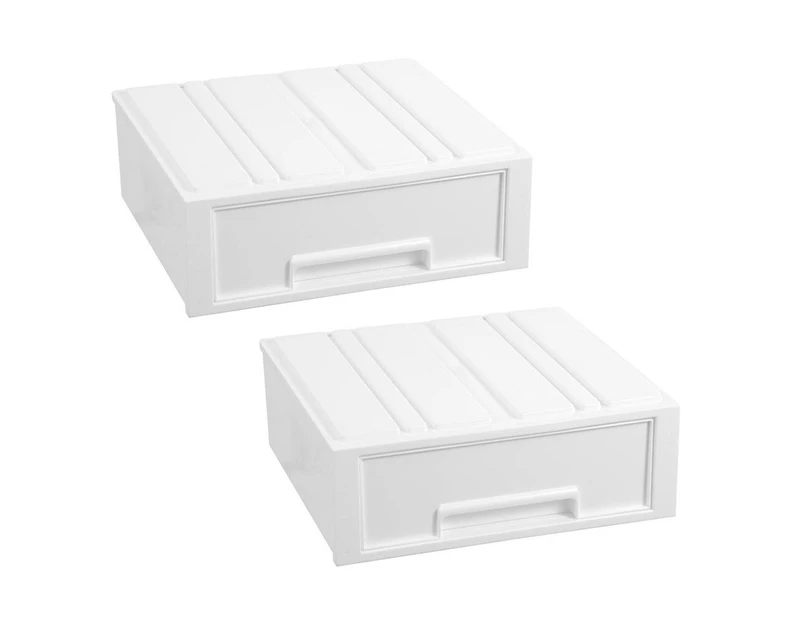 2x Boxsweden 28.5x26cm Stacking Drawer Organiser Home Storage Container WHT