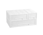 2x Boxsweden 28.5x26cm Stacking Drawer Organiser Home Storage Container WHT