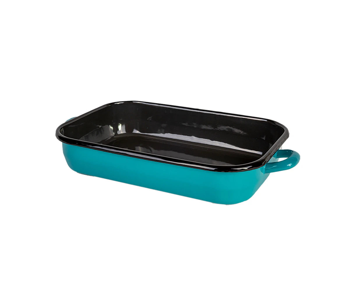 Urban Style 32cm Enamel Baking Dish Rectangle Roasting Tray Oven Bakeware Teal