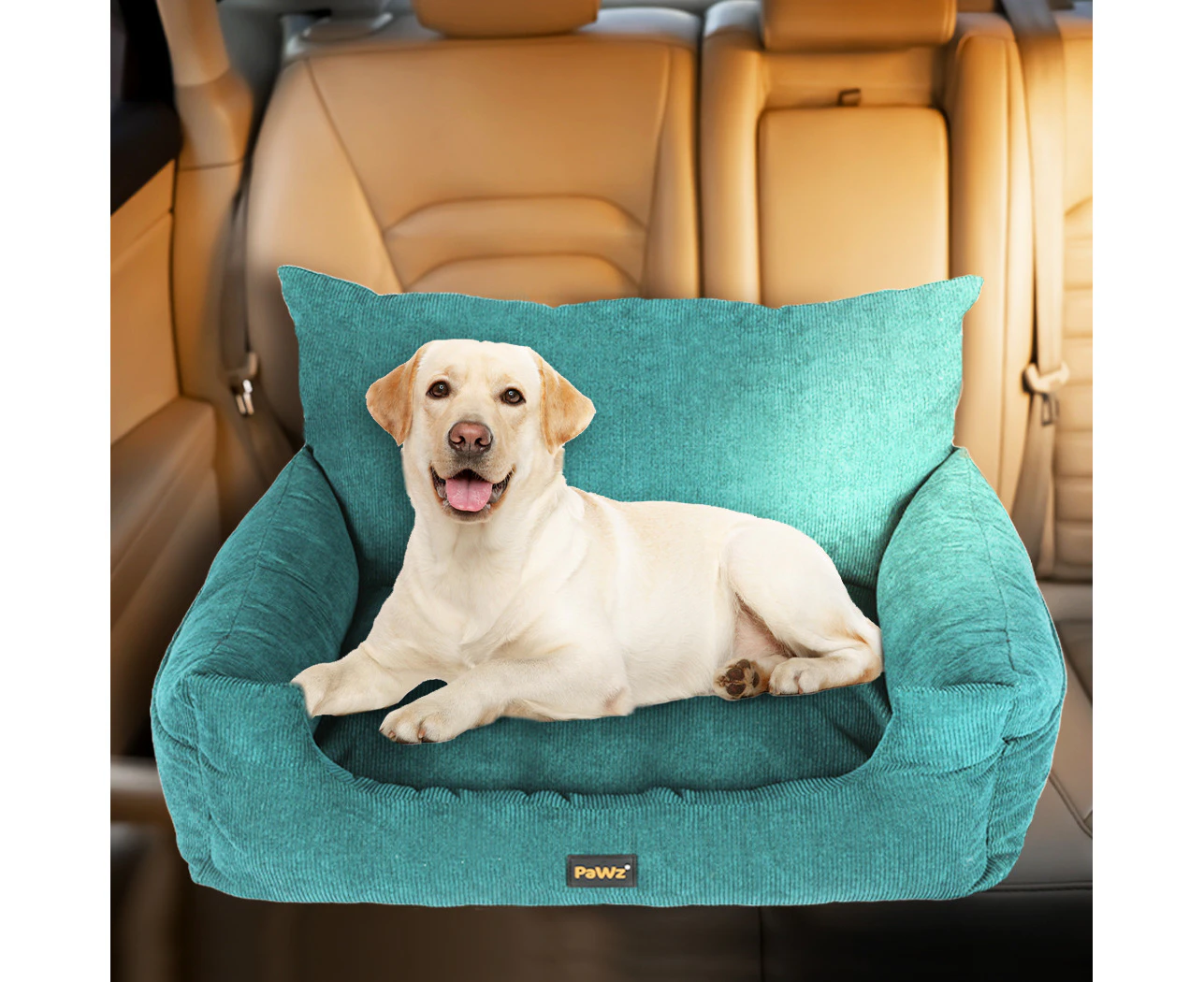 Pawz Pet Car Booster Seat Dog Protector Portable Travel Bed Removable Green L