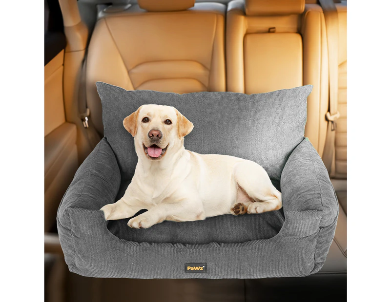 Pawz Pet Car Booster Seat Dog Protector Portable Travel Bed Removable Grey L