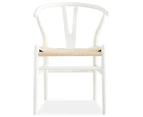 Anemone  Set of 4 Wishbone Dining Chair Beech Timber Replica Hans Wenger - White