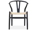 Anemone  Set of 4 Wishbone Dining Chair Beech Timber Replica Hans Wenger - Black
