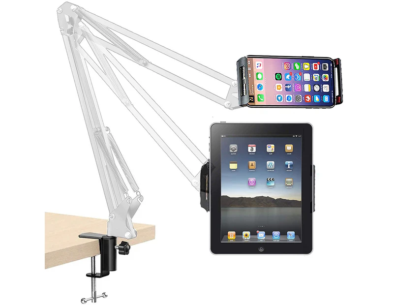 Overhead Video Stand Phone Holder Articulating Arm Phone Mount Table Top Scissor Boom Arm Articulating Phone Stand Tablet Phone Holder
