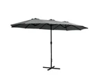 InstaHut 4.57m Outdoor Umbrella Beach Pole Garden Tilt Charcoal