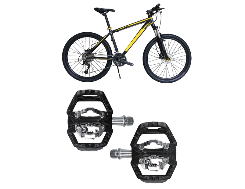 2Pcs Dual Platform Self-locking Mountain Bike Pedal Fit for SPD Bicycle ZP-109S-Black