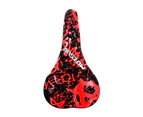 Faux Leather Graffiti Print Bicycle Saddle Breathable Shock Absorption Bike Seat for MTB-Red
