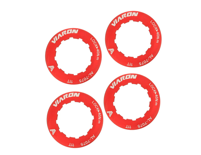 4Pcs VIARON Protective Flywheel Lockring Corrosion Resistant Aluminum Alloy Flywheel Lockring Cycling Accessories-Red