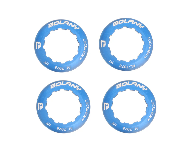 4Pcs BOLANY Protective Cassette Lockring Lightweight Corrosion Resistant Aluminum Alloy Freewheel Lock Ring for MTB-Blue