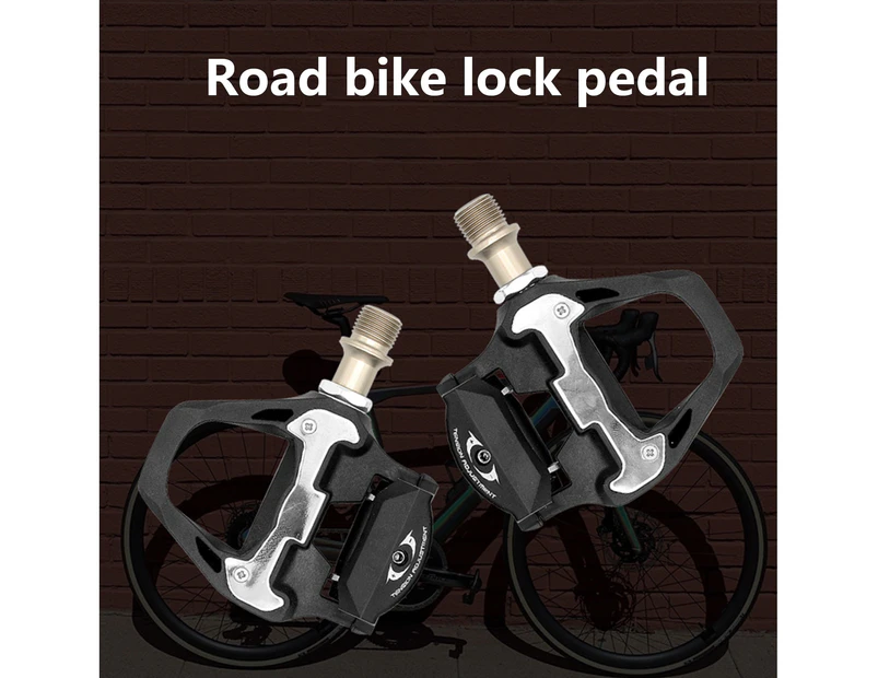 1 Set SPD System Self-locking Pedals Cassette Bearing Nylon Adjustable Tension System Clipless Pedals for Road Bike-Black