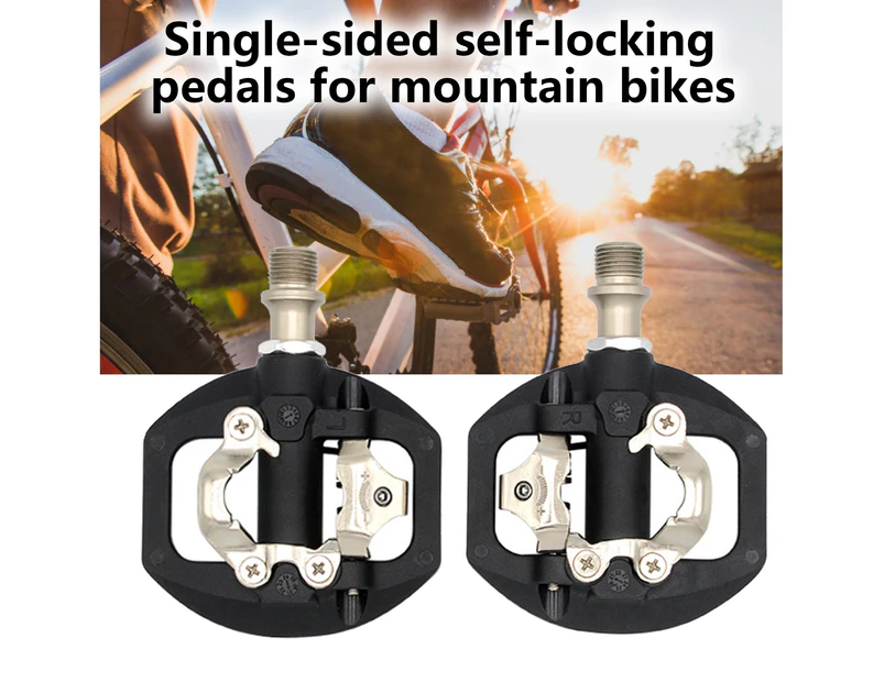 1 Set Nylon Self-locking Pedals High-strength Adjustable Tension System SPD System Clipless Pedals for MTB-Black