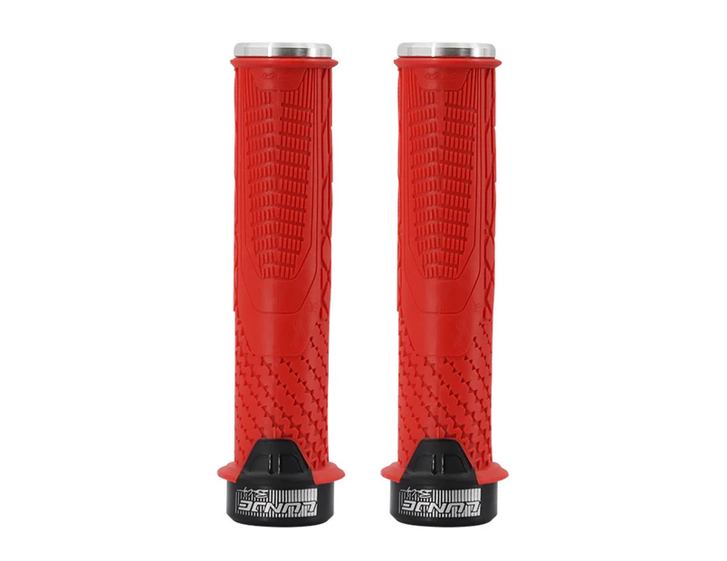 1 Set Locking Bike Grips Lightweight TPR Rubber Impact-resistant Handle Grips for MTB-Red
