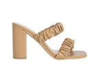 Emilee Wildfire Crimped Two Strap Block High Heel Women's  - Natural