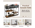 Giantex 4-Tier Console Table w/Basket & Shelf Sofa Side Table Industrial Entryway Table for Living Room Dining Room Kitchen