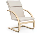 Giantex Bentwood Reclining Lounge Chair Modern Accent Armchair Leisure Chair w/Detachable Cushion for Living Room Bedroom Balcony Beige