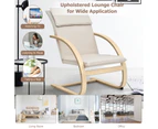 Giantex Bentwood Reclining Lounge Chair Modern Accent Armchair Leisure Chair w/Detachable Cushion for Living Room Bedroom Balcony Beige