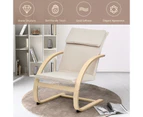 Giantex Bentwood Reclining Lounge Chair Modern Accent Armchair Leisure Chair w/Detachable Cushion for Living Room Bedroom Balcony Beige