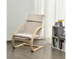 Giantex Bentwood Reclining Lounge Chair Modern Accent Armchair Leisure Chair w/Detachable Cushion for Living Room Bedroom Balcony Beige