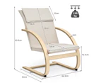 Giantex Bentwood Reclining Lounge Chair Modern Accent Armchair Leisure Chair w/Detachable Cushion for Living Room Bedroom Balcony Beige