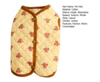 Winter Dog Coat Cute Fox Print Button Closure Cardigan Windproof Keep Warm Sleeveless Pet Vest Coat Small Dog Two-legged Clothes Puppy Costume-Yellow S