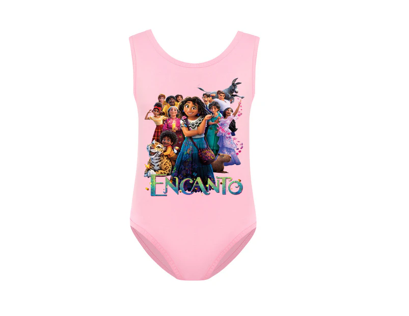 Kids Girls ENCANTO Tankini Swimwear Bodysuit Swimming Costume Swimsuit - Pink
