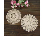 7 Inch 4pcs Handmade Round Crochet Cotton Lace Table Placemats Doilies Value Pack, Mix, Beige/White