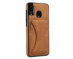 ZY Samsung Galaxy A20/A30 Case with Card Holder Stand - Brown