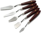 Palette Knife Painting Stainless Steel Spatula Palette Knife Oil Paint Metal Knives Wood Handle (Red 5 Piece)