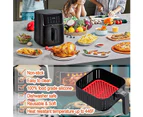 Reusable Air Fryer Liners Silicone, 8.5 Inch Square Non-Stick Basket Mats Accessories, Bamboo Steamer Liners