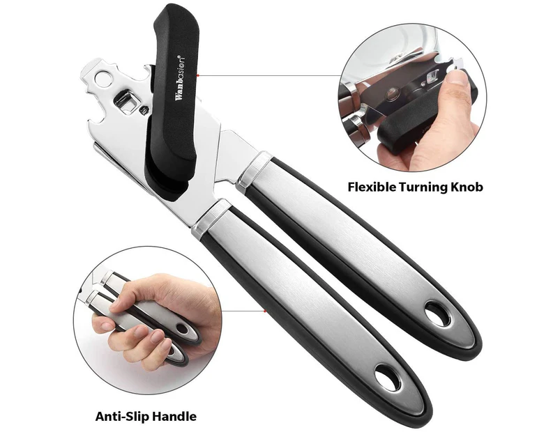 Professional Can Opener Manual Can Opener, Can Opener Bottle Manual Can Opener, Stainless Steel Manual Can Opener Smooth Edge for Seniors with Arthritis