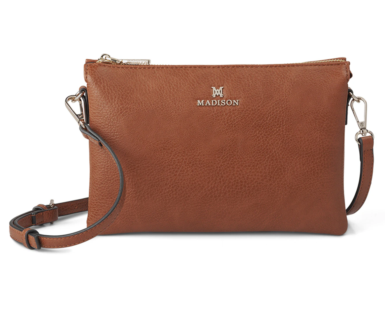 Madison Avery Zip Top 3 Gusset Crossbody Bag - Dark Tan