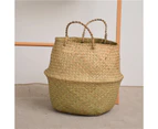 Seaweed Storage Basket, Flower Pot, Flower Pot, Natural Basket Laundry Basket with Handle, Foldable Woven Belly Basket Toy Storage