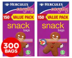 2 x 150pk Hercules Everyday Snack Bags