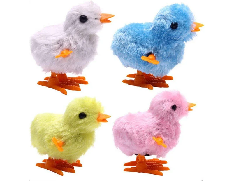 4 pieces fuzzy chick hopping wind up toy clockwork