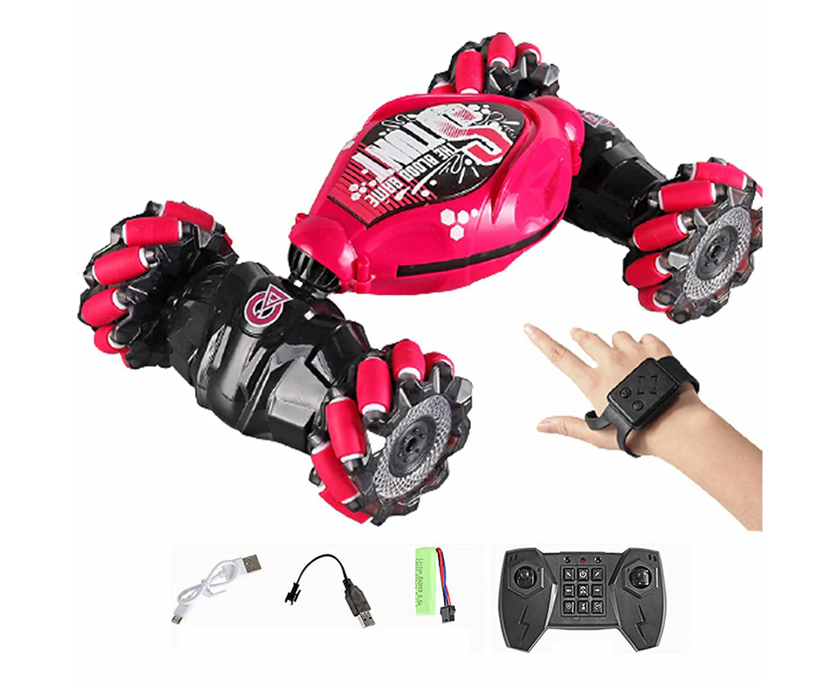 Remote Hand Control Watch Gesture Sensor Twist Car Toy USB charging Car Toy -Red