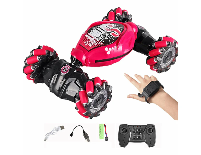 Remote Hand Control Watch Gesture Sensor Twist Car Toy USB charging Car Toy -Red