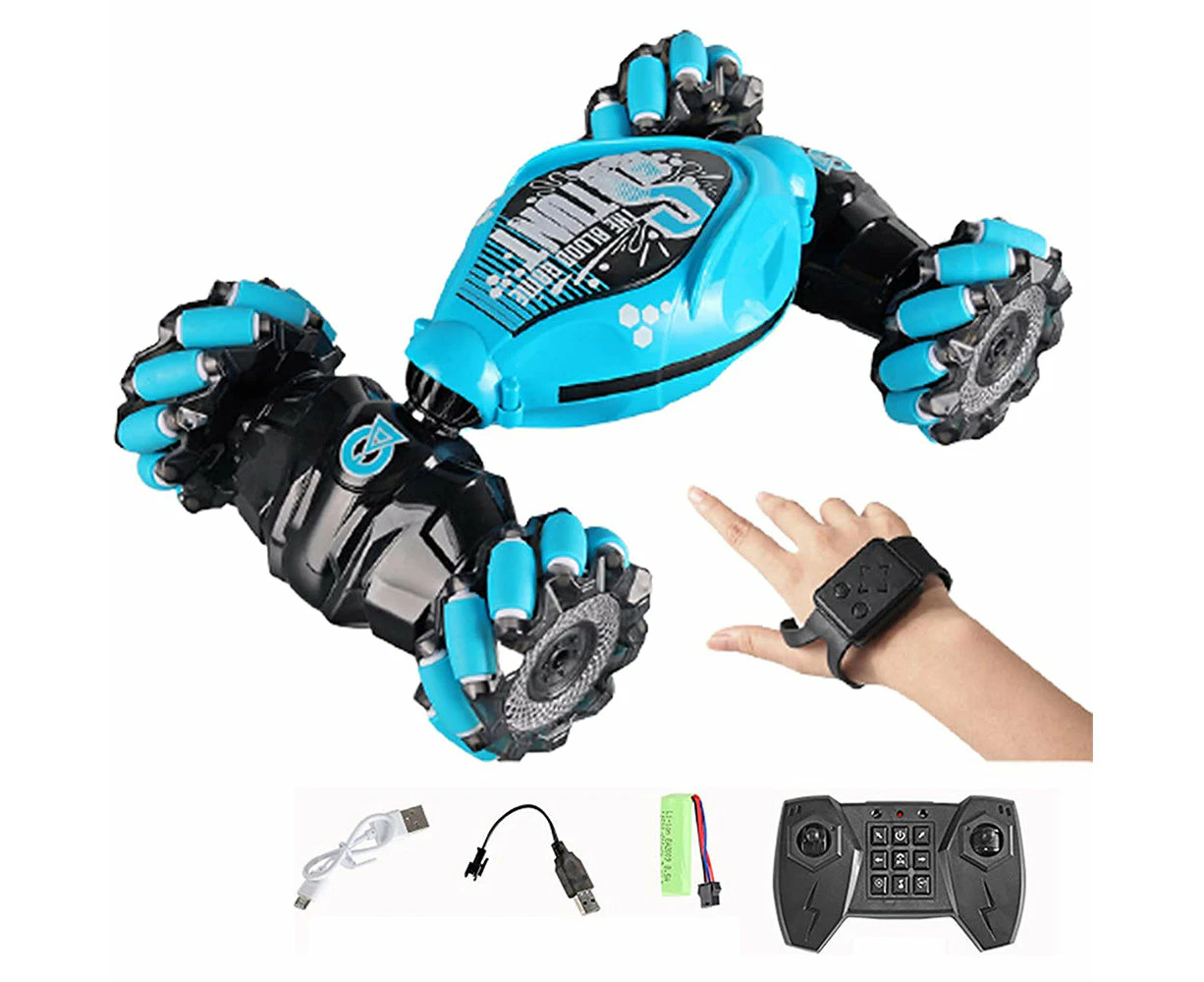 Remote Hand Control Watch Gesture Sensor Twist Car Toy USB charging Car Toy -Blue