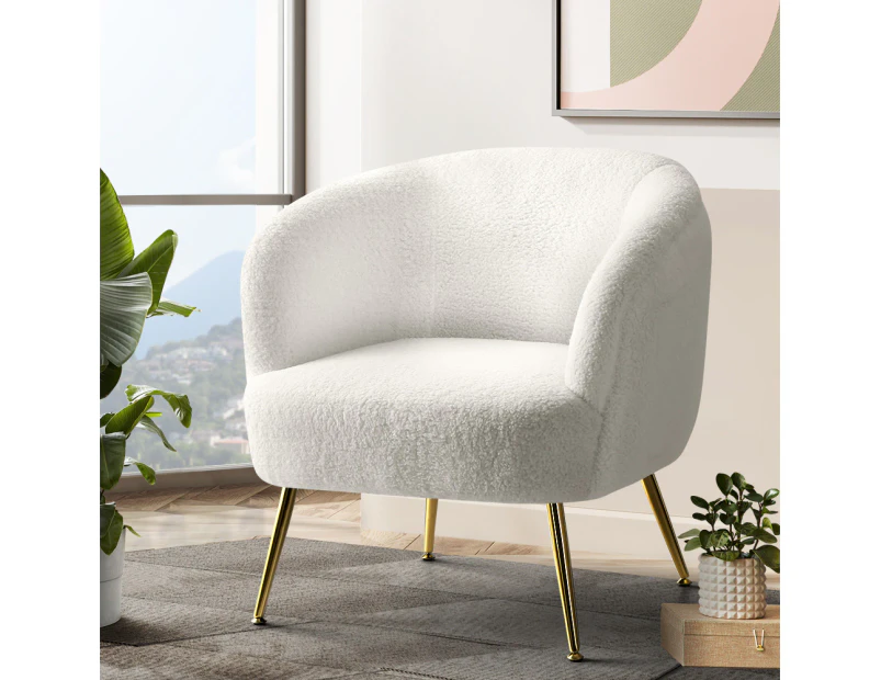 Artiss Armchair Lounge Chair Accent Chairs Armchairs Sherpa Boucle Sofa White