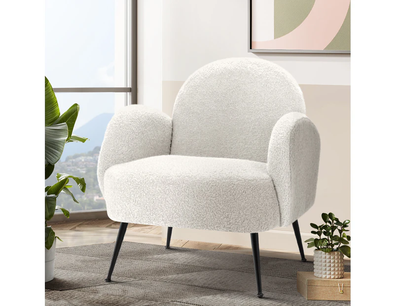 Artiss Armchair Lounge Chair Armchairs Accent Arm Chairs Sherpa Boucle White