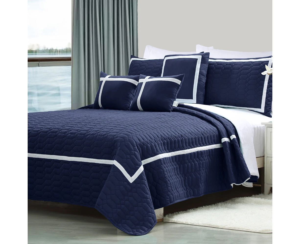 Home Fashion 10 Piece Two Tone Embossed Comforter With Sheet Set Test - Navy