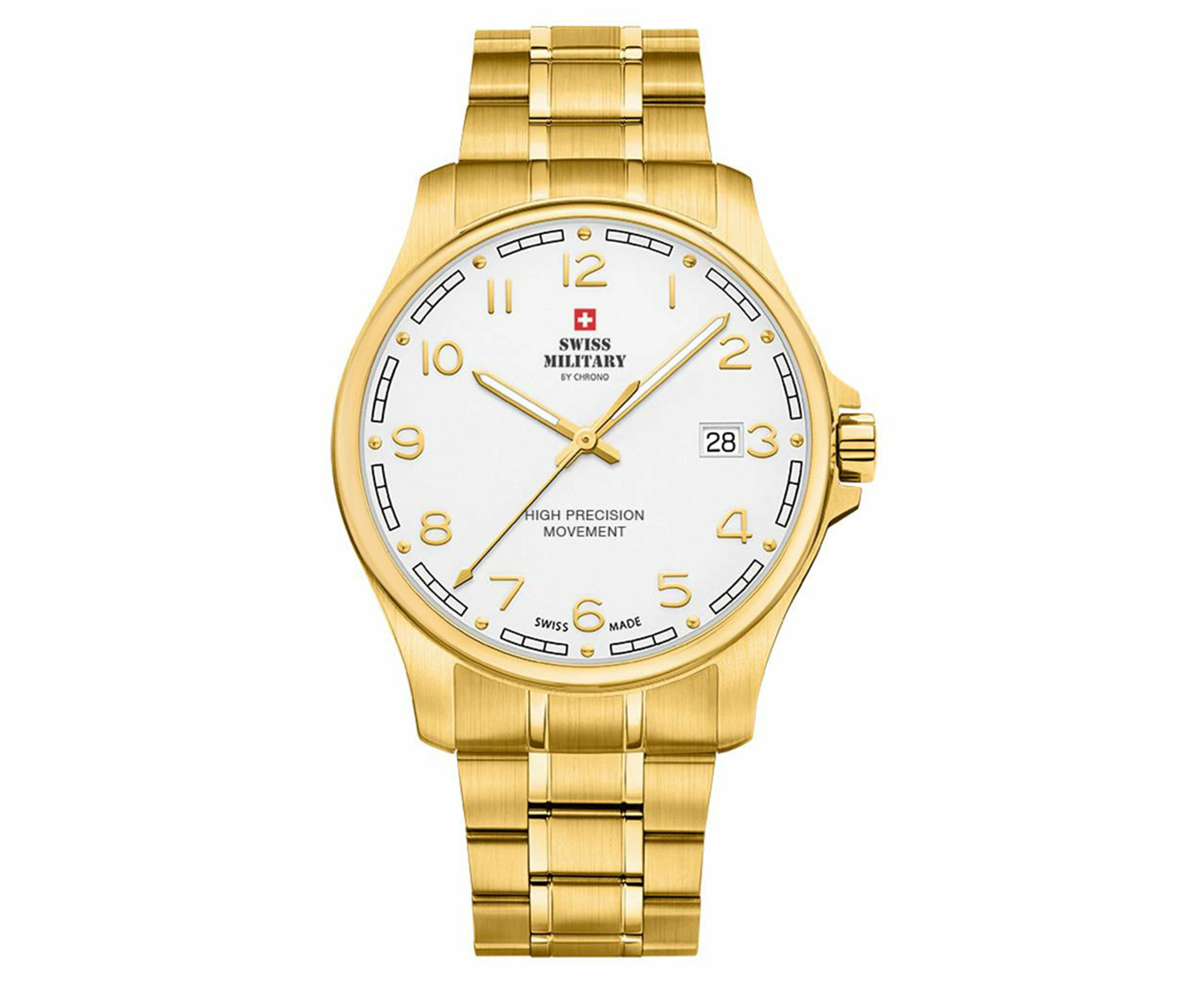 Swiss Military Gold Steel White Dial Men's Watch - SM30200.23