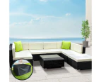 8 Piece Wicker Outdoor Lounge with Storage Cover - Beige