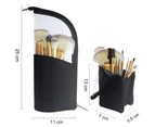 Black Travel Makeup Brush Holder,Pencil Pen Case Organizer Bag Clear Plastic Cosmetic Zipper Pouch Portable Waterproof Dust-Free Stand-Up Small Toiletry St