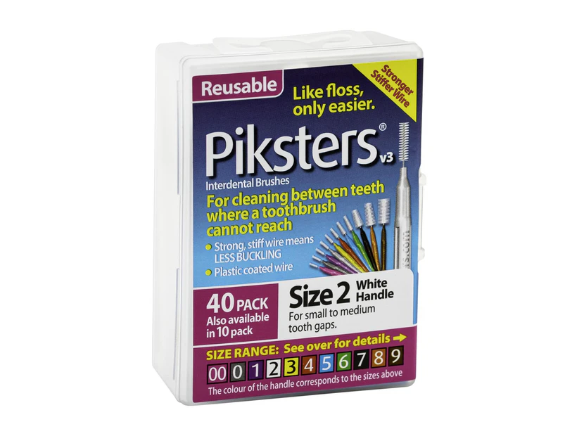 Piksters Tooth Cleaner Size 2 (White) - 40 Pack