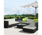 11 Piece Wicker Outdoor Lounge with Storage Cover - Beige